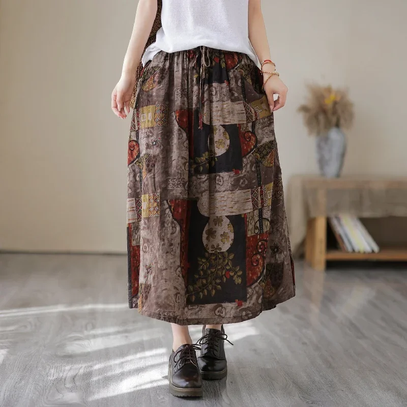 women-summer-floral-print-casual-skirt