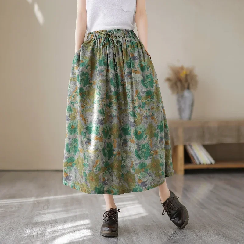 women-summer-floral-print-casual-skirt