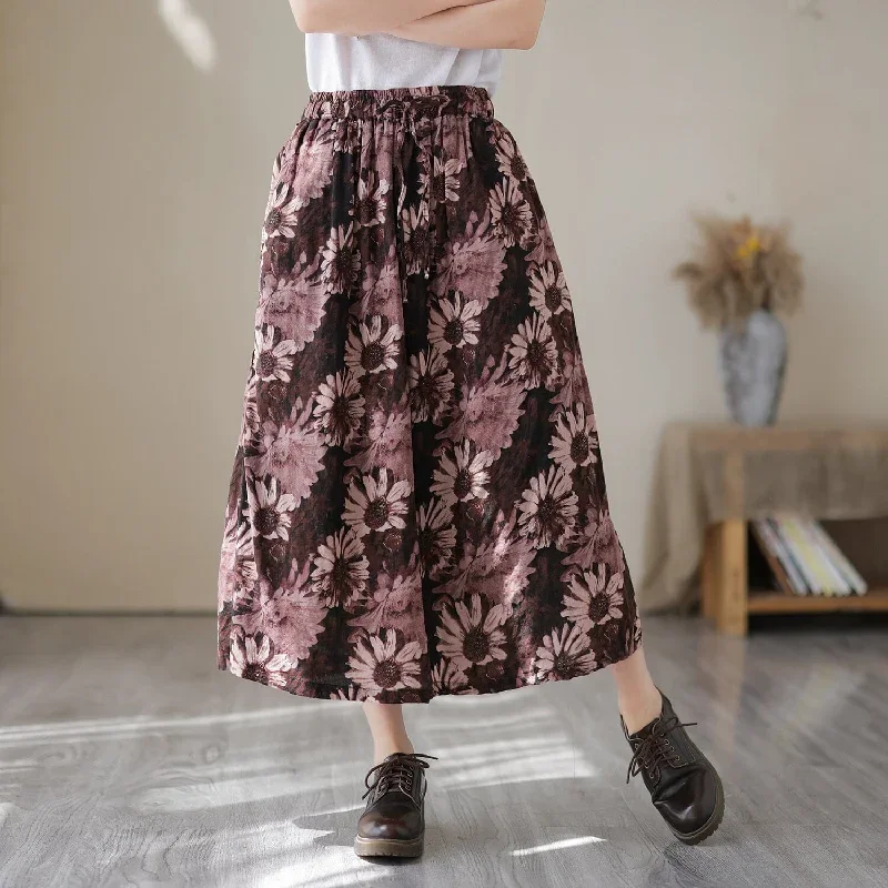 women-summer-floral-print-casual-skirt