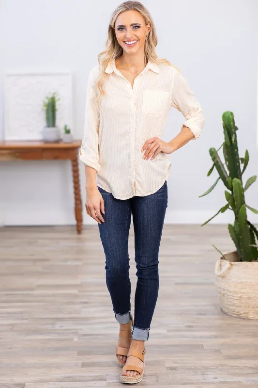 yellow-and-off-white-pinstripe-button-up-top