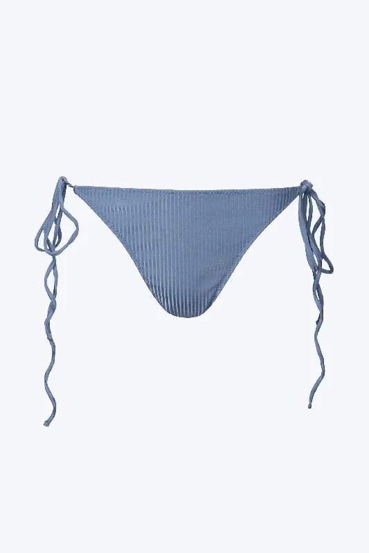 Zeus Ribbed String Bikini Bottom In Cerulean Blue